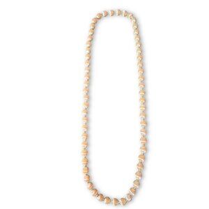 Vintage Peach Silk Satin Wrapped Bead Necklace 30”+ Gold Tone Spacer 70s 80s